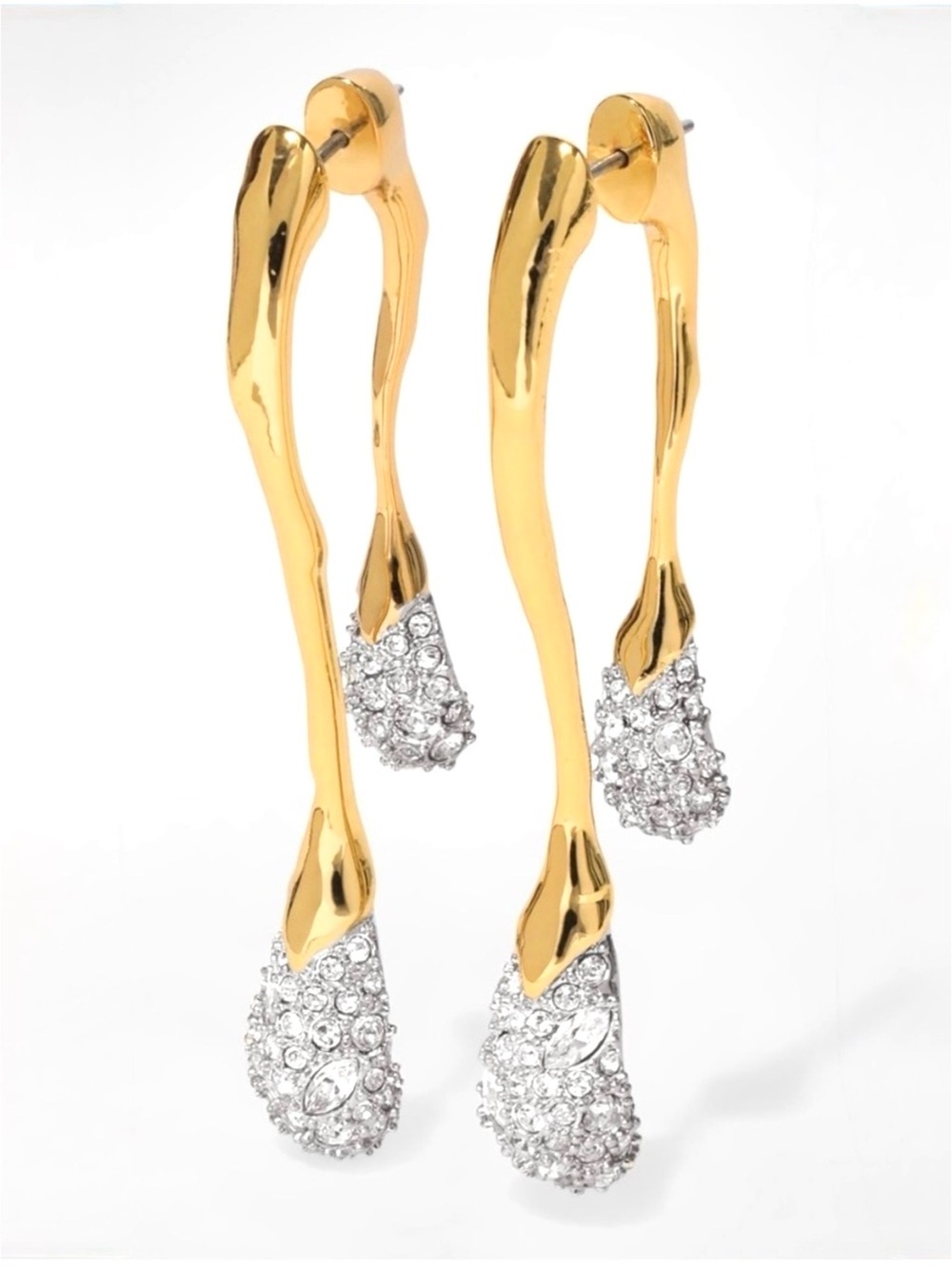 NEW Alexis Bittar Solanales Earrings Front Back Double Drop Gold Clear AU14